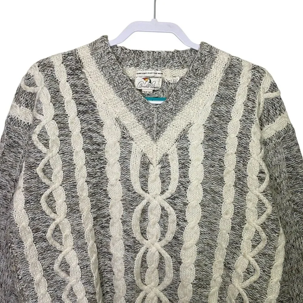 Vtg Arnold Palmer Sweater Mens S Varsity Cable Hand Knit Tennis Preppy Old Money
